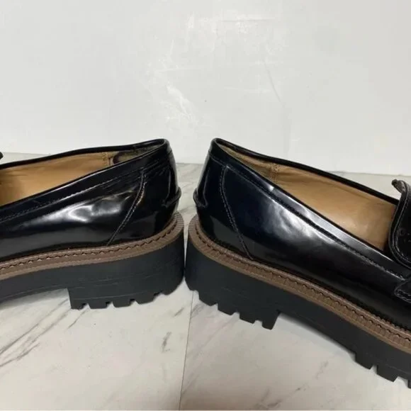 Sam Edelman Laurs Lug Sole Black Faux Leather Loafer 6 1/2 M - Picture 5 of 8